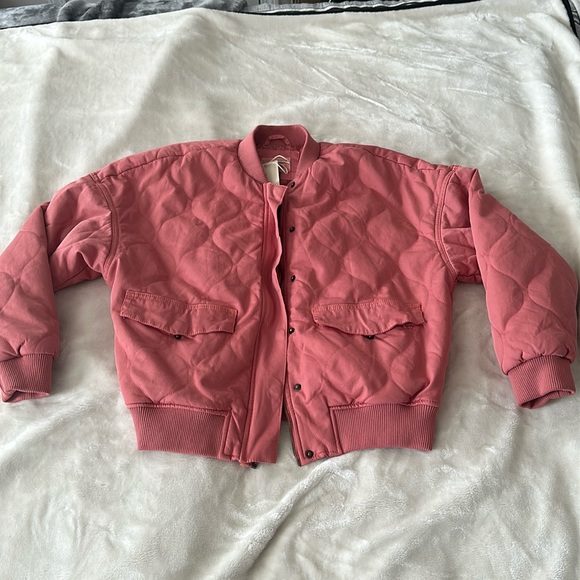 NWT UNIVERSAL THREAD CORAL THICK BOMBER JACK W ZIPPER &BUTTONS SZ:M - Picture 1 of 3